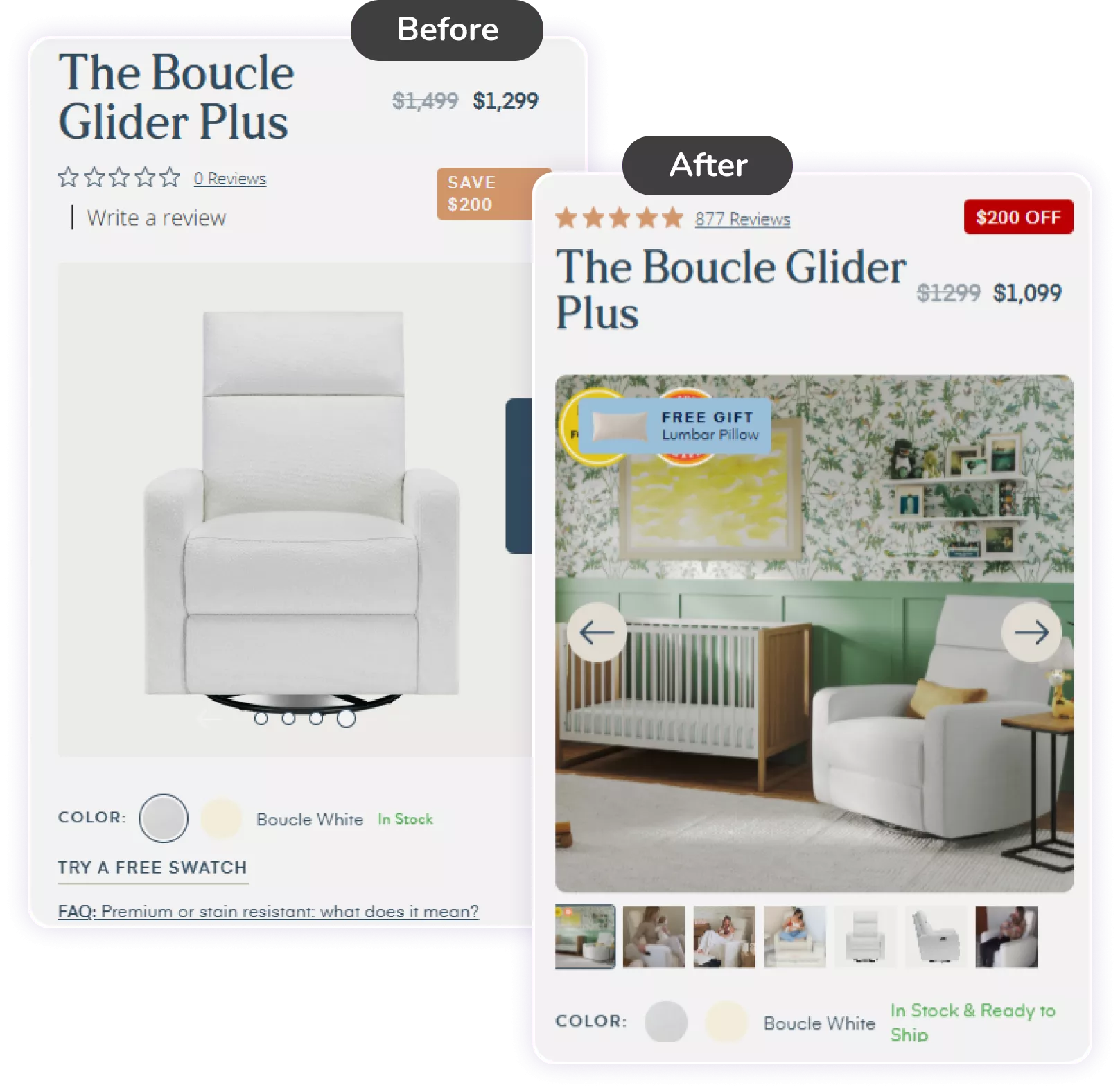 Before and after accessibility comparison for layout clarity improvement